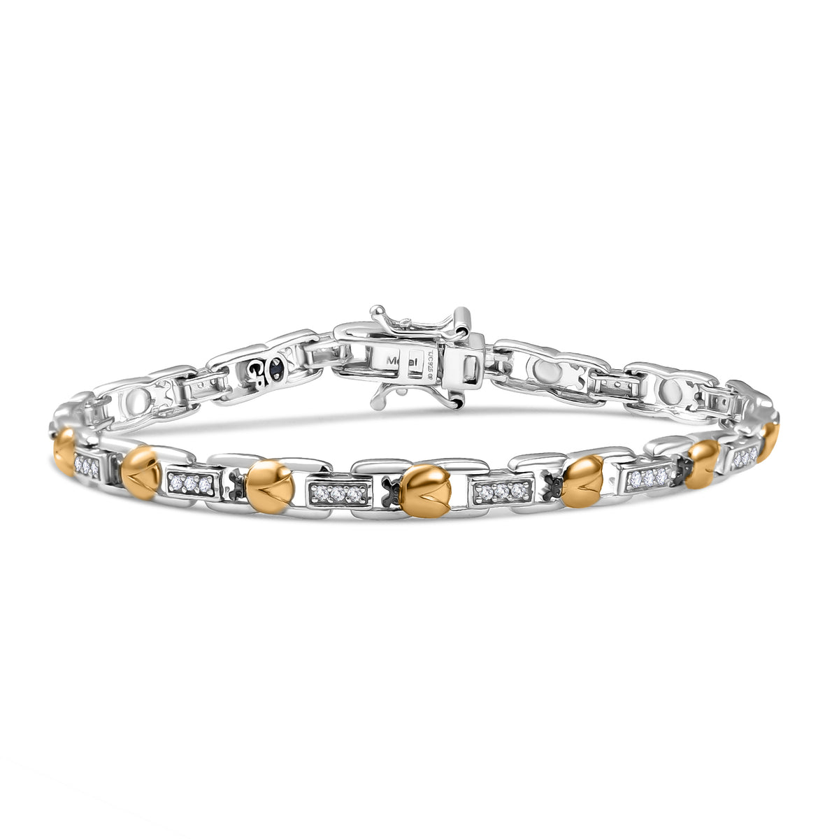 GP Ladybird Collection - White Zircon Line Bracelet (Size - 7) in 18K Vermeil Yellow Gold Plated &amp; Rhodium Overlay Sterling Silver 8054970 0