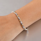 GP Ladybird Collection - White Zircon & Blue Sapphire Line Bracelet (Size - 7) in 18K Vermeil Yellow Gold Plated & Rhodium Overlay Sterling Silver_8054970_2