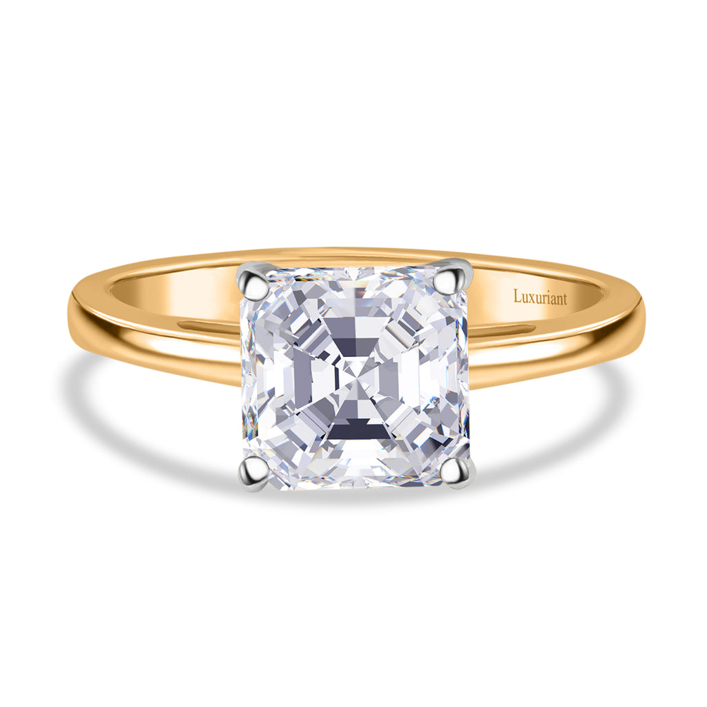 THE ROYAL ASSCHER - Luxuriant 18K Yellow Gold IGI Certified (VS/E-F) Lab Grown Diamond Solitaire Ring 3.00 Ct._8055670