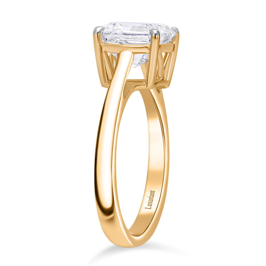 THE ROYAL ASSCHER - Luxuriant 18K Yellow Gold IGI Certified (VS/E-F) Lab Grown Diamond Solitaire Ring 3.00 Ct._8055670_2