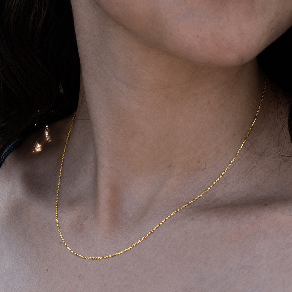 9K Yellow Gold Spiga Necklace (Size 16) with Lobster Clasp_8055952_1