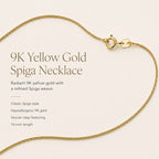 9K Yellow Gold Spiga Necklace (Size 16) with Lobster Clasp_8055952_5