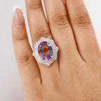 Cosmic Spark Nebula Quartz & White Zircon Cluster Halo Ring in Rhodium Overlay Sterling Silver 10.50 Ct, Silver Wt. 6.17 Gms._8056655_2