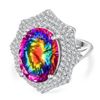 Cosmic Spark Nebula Quartz & White Zircon Cluster Halo Ring in Rhodium Overlay Sterling Silver 10.50 Ct, Silver Wt. 6.17 Gms._8056657