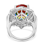 Cosmic Spark Nebula Quartz & White Zircon Cluster Halo Ring in Rhodium Overlay Sterling Silver 10.50 Ct, Silver Wt. 6.17 Gms._8056657_4