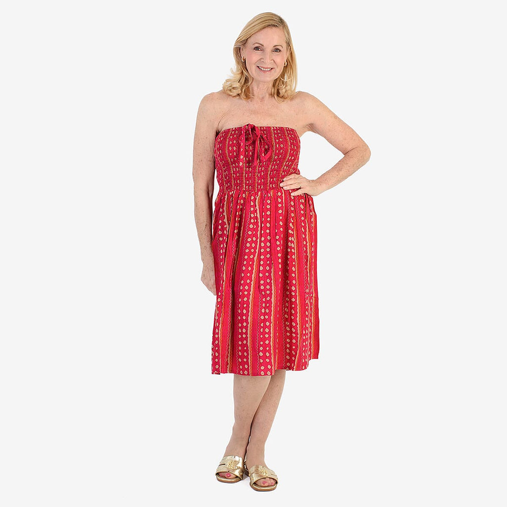 Nabella Signature Collection - Signature Collection Spot Print 3-in-1 Multi-Style Convertible Dress (Size 12) - Hot Pink_8057150