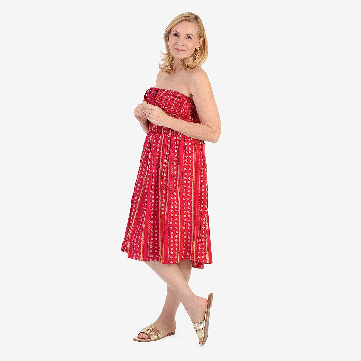 Nabella Signature Collection - Signature Collection Spot Print 3-in-1 Multi-Style Convertible Dress (Size 12) - Hot Pink V32574817 1