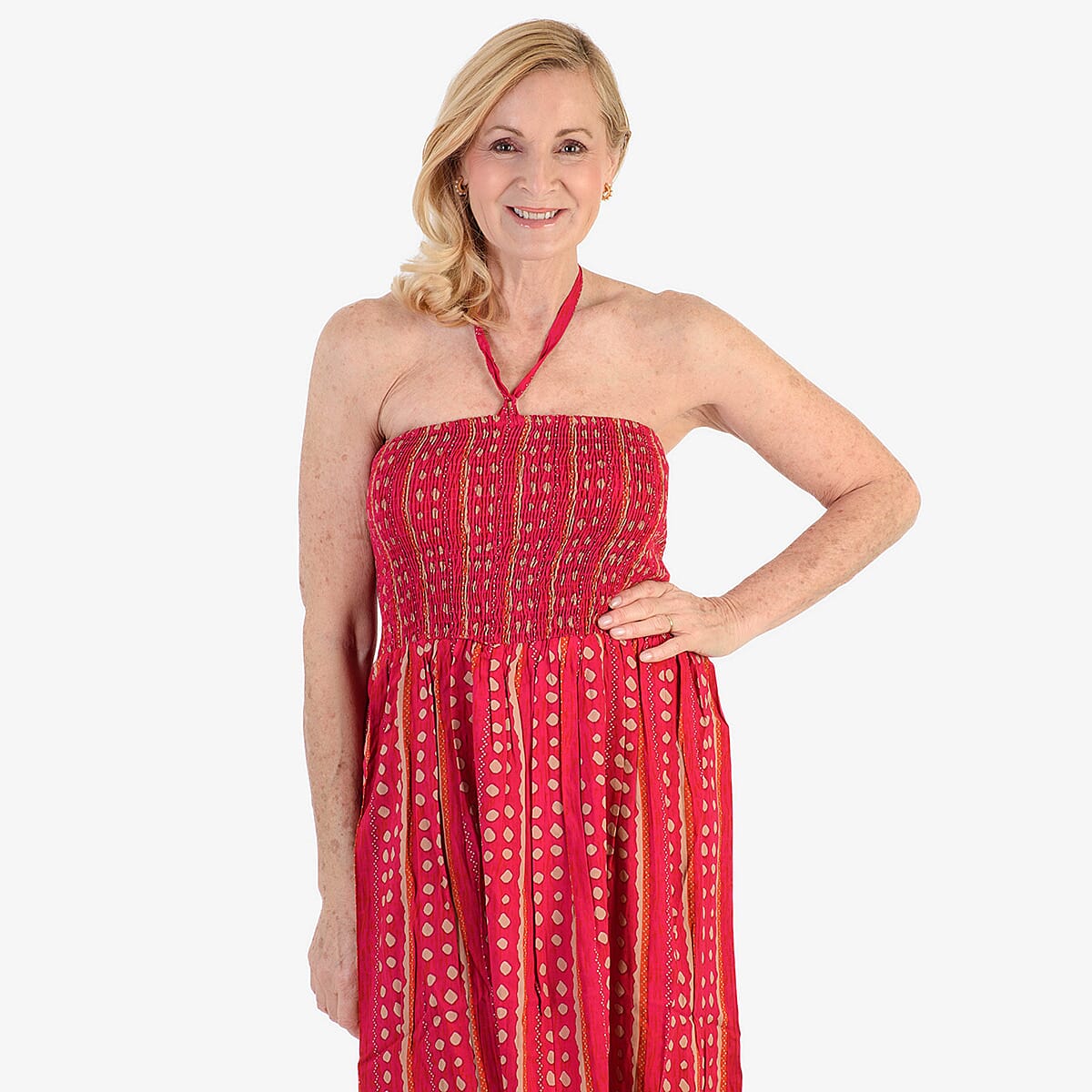 Nabella Signature Collection - Signature Collection Spot Print 3-in-1 Multi-Style Convertible Dress (Size 12) - Hot Pink V32574817 4