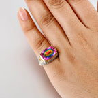 Galaxy Glow Nebula Quartz & White Zircon Ring in 18K Vermeil Yellow Gold Plated Sterling Silver 7.51 Ct._8057336_2