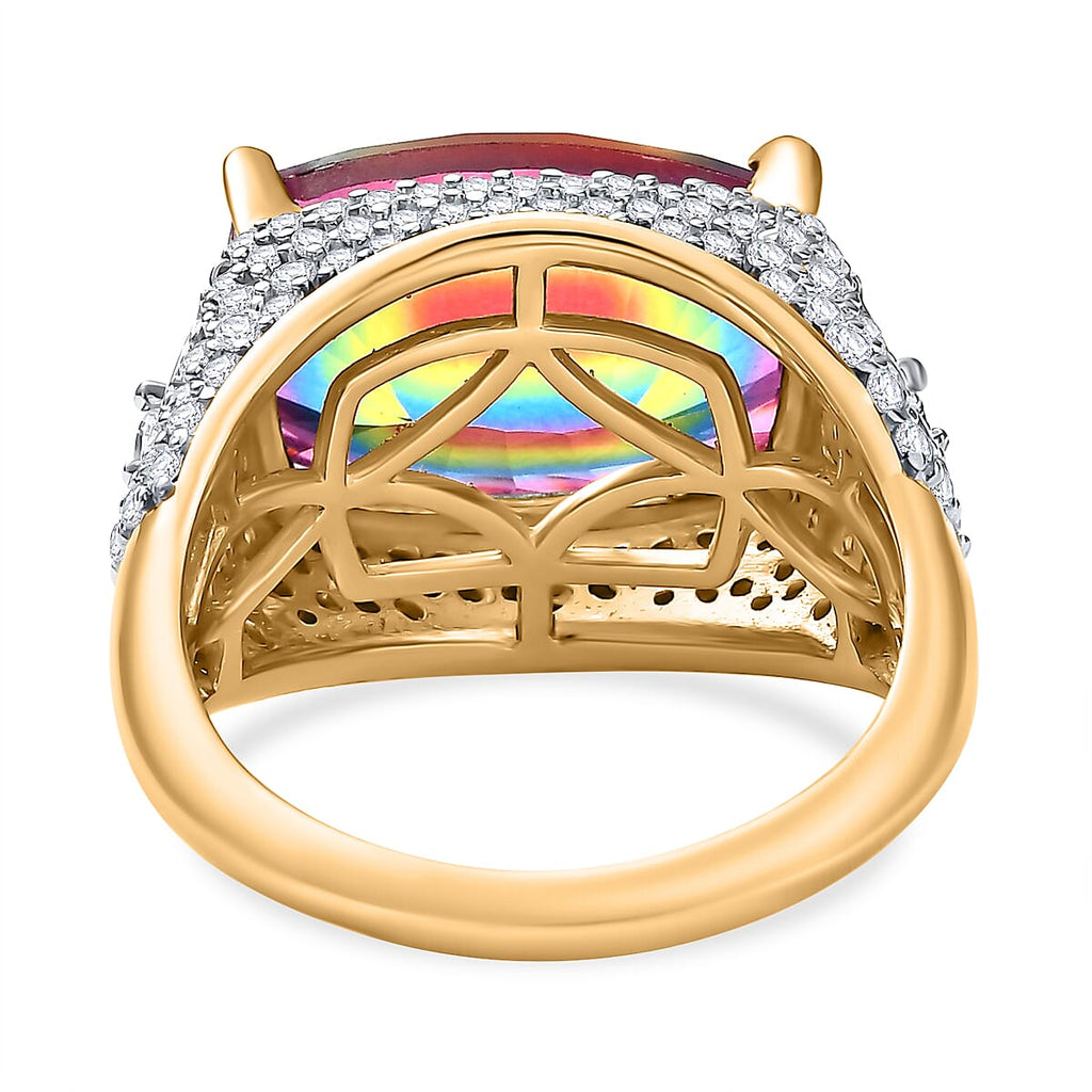 Galaxy Glow Nebula Quartz & White Zircon Ring in 18K Vermeil Yellow Gold Plated Sterling Silver 7.51 Ct._8057336_4