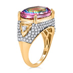 Galaxy Glow Nebula Quartz & White Zircon Ring in 18K Vermeil Yellow Gold Plated Sterling Silver 7.89 Ct._8057337_3