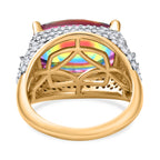 Galaxy Glow Nebula Quartz & White Zircon Ring in 18K Vermeil Yellow Gold Plated Sterling Silver 7.89 Ct._8057339_4