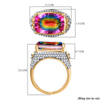 Galaxy Glow Nebula Quartz & White Zircon Ring in 18K Vermeil Yellow Gold Plated Sterling Silver 7.89 Ct._8057339_5