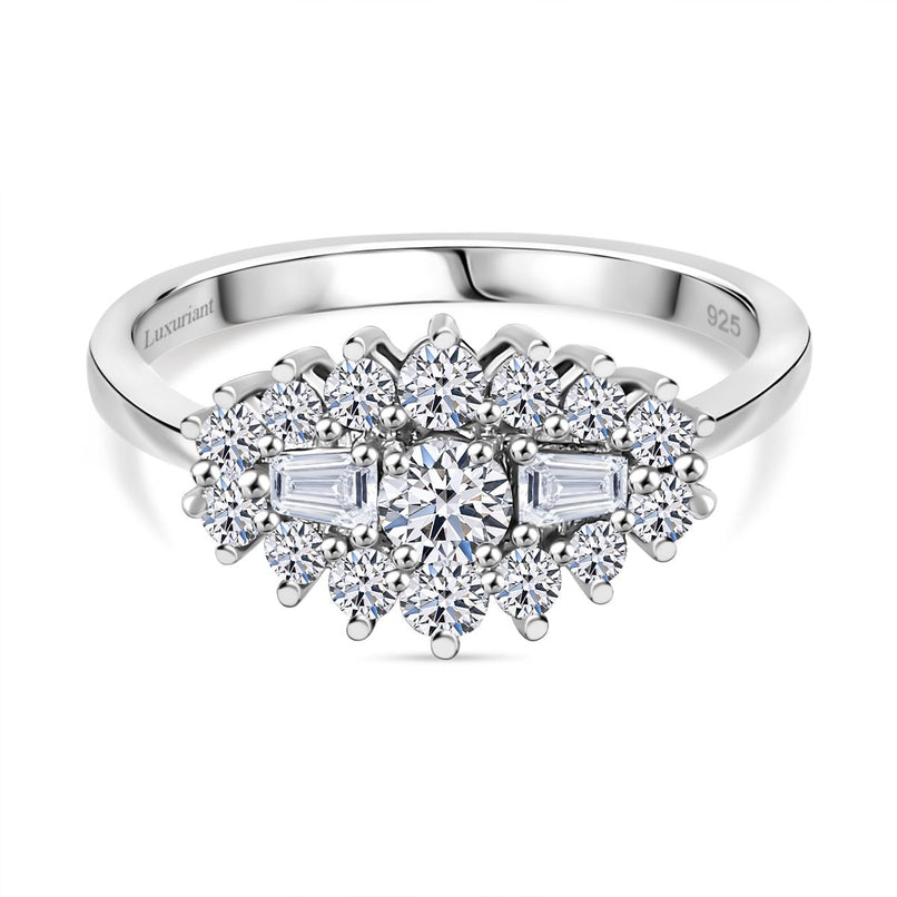 Luxuriant - Lab Grown Diamond (SI-G/H) Boat Ring in Rhodium Overlay Sterling Silver 0.75 Ct_8057490