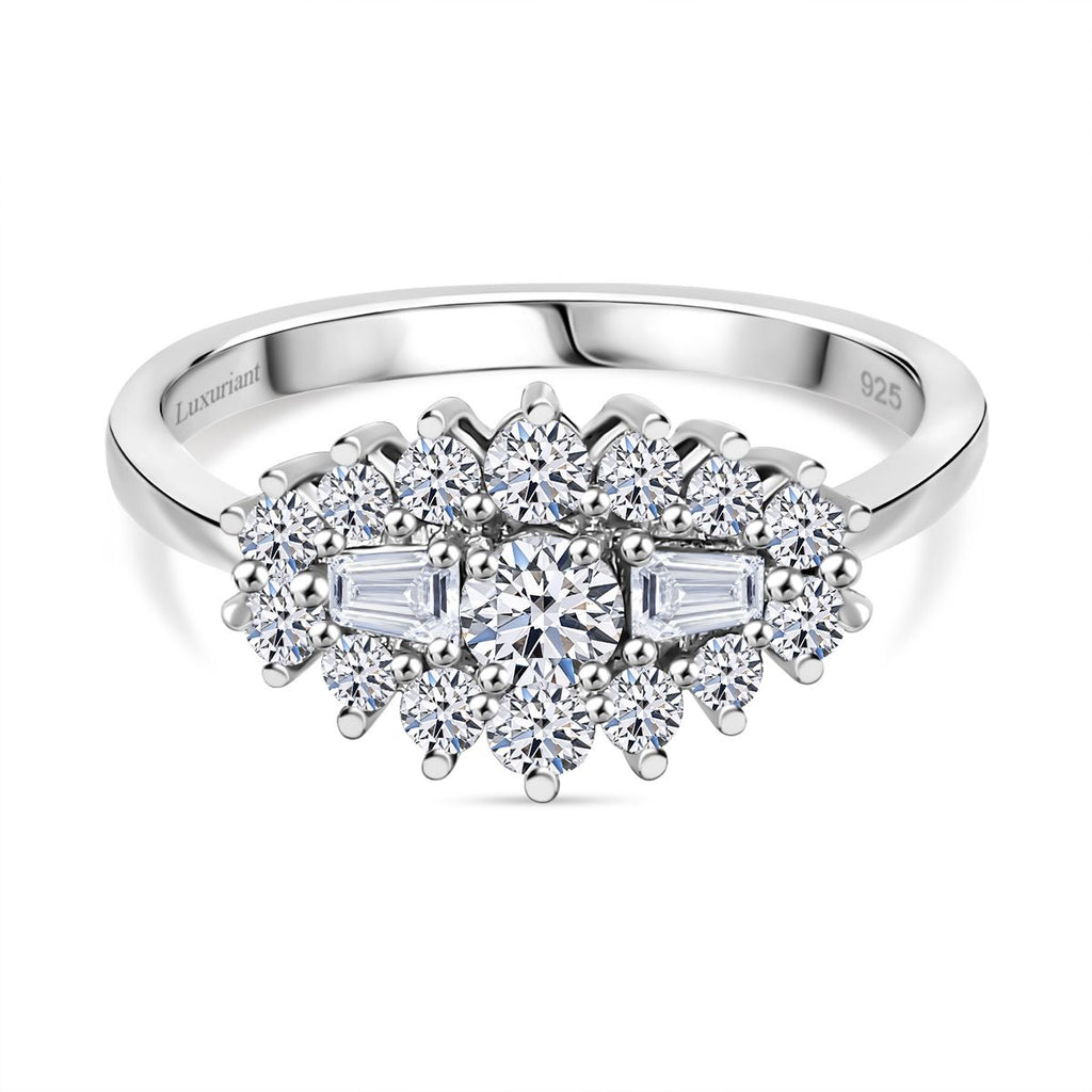 Luxuriant - Lab Grown Diamond (SI-G/H) Boat Ring in Rhodium Overlay Sterling Silver 0.75 Ct_8057492