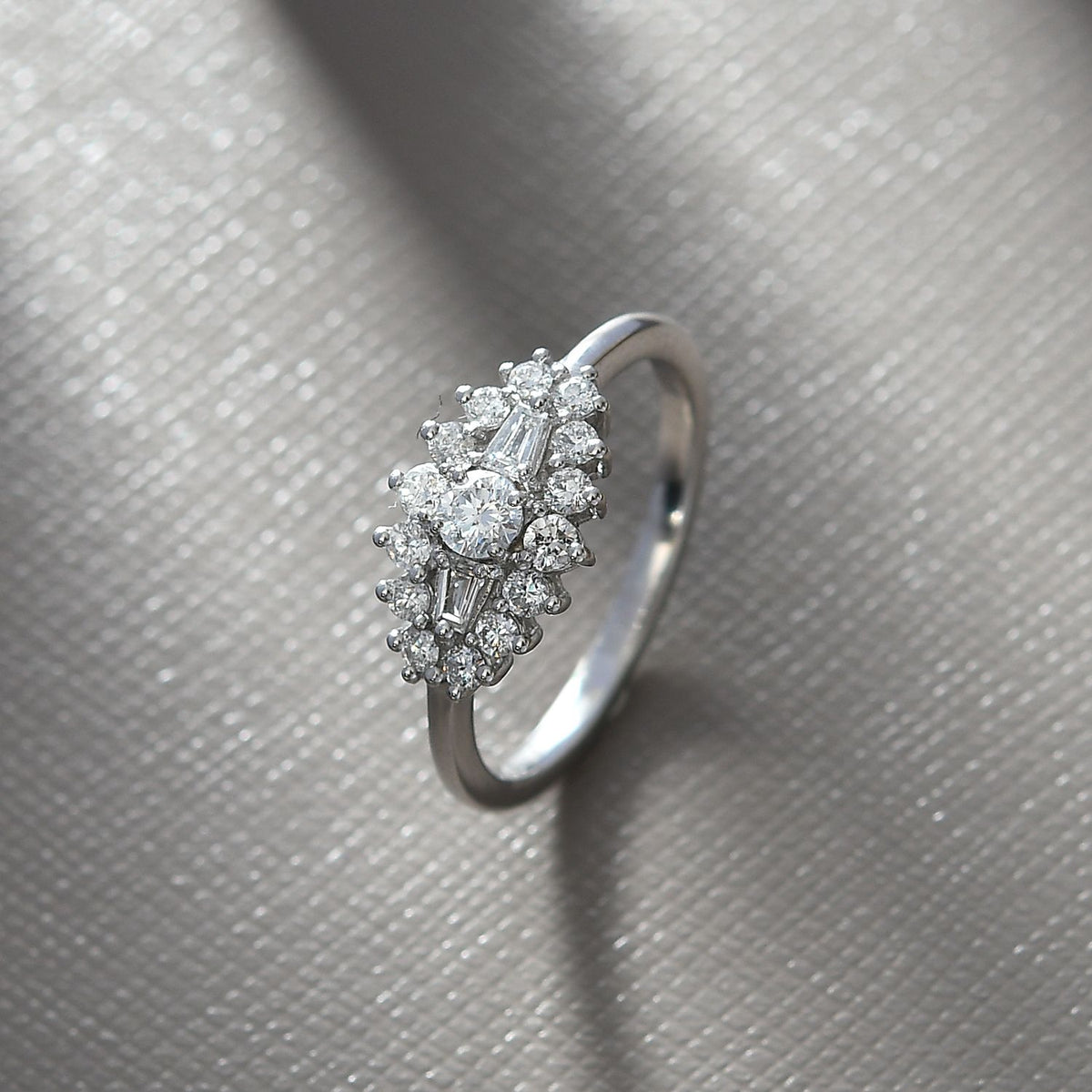 LUXURIANT Lab Grown Diamond (SI G/H) Ballerina Ring in Rhodium Overlay Sterling Silver 0.70ct 8057492 2