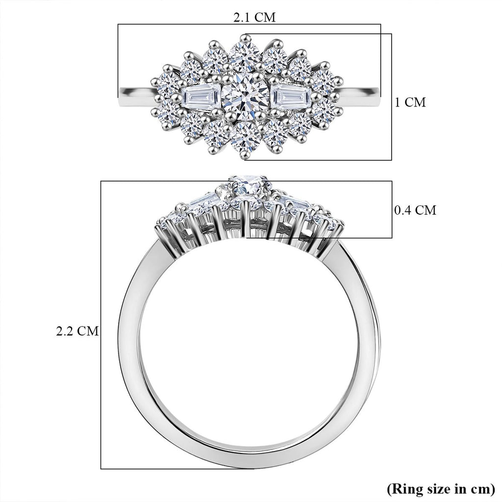 Luxuriant - Lab Grown Diamond (SI-G/H) Boat Ring in Rhodium Overlay Sterling Silver 0.75 Ct_8057492_5