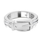 Moissanite Buckle Ring in Rhodium Overlay Sterling Silver_8058215