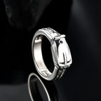 Moissanite Buckle Ring in Rhodium Overlay Sterling Silver_8058215_1