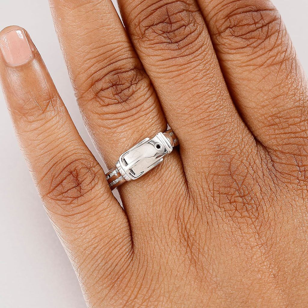 Moissanite Buckle Ring in Rhodium Overlay Sterling Silver_8058215_2