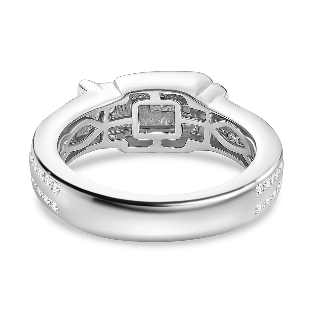 Moissanite Buckle Ring in Rhodium Overlay Sterling Silver_8058215_4