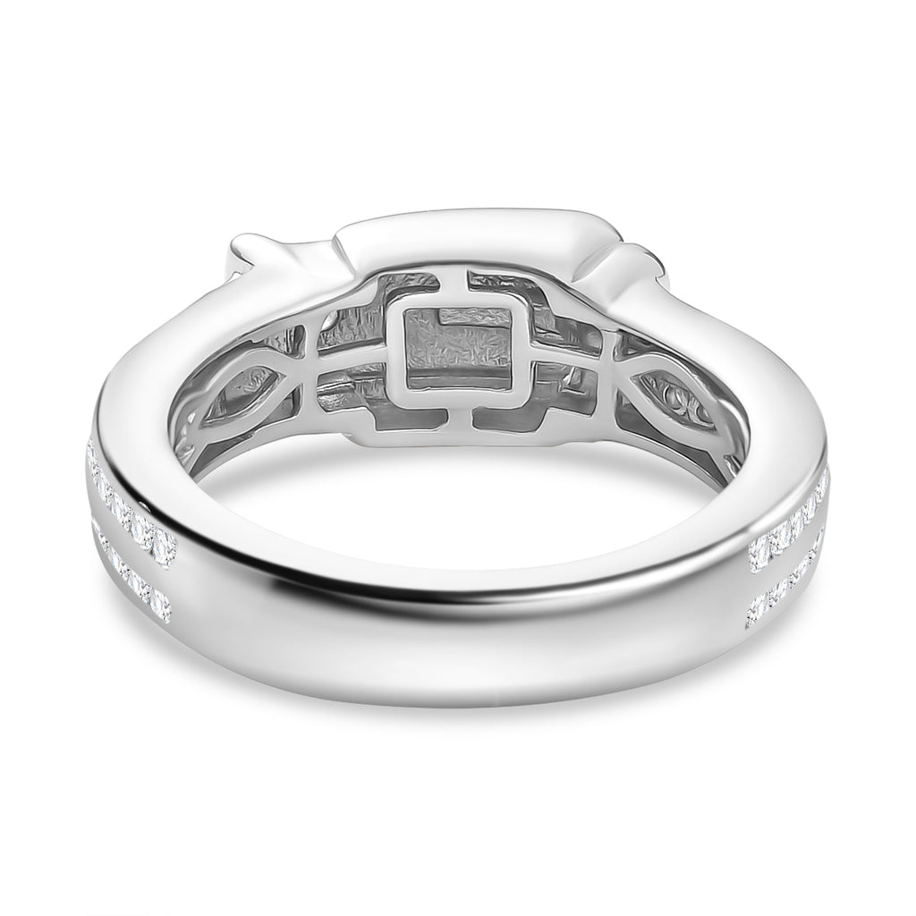 Moissanite Buckle Ring in Rhodium Overlay Sterling Silver_8058216_4