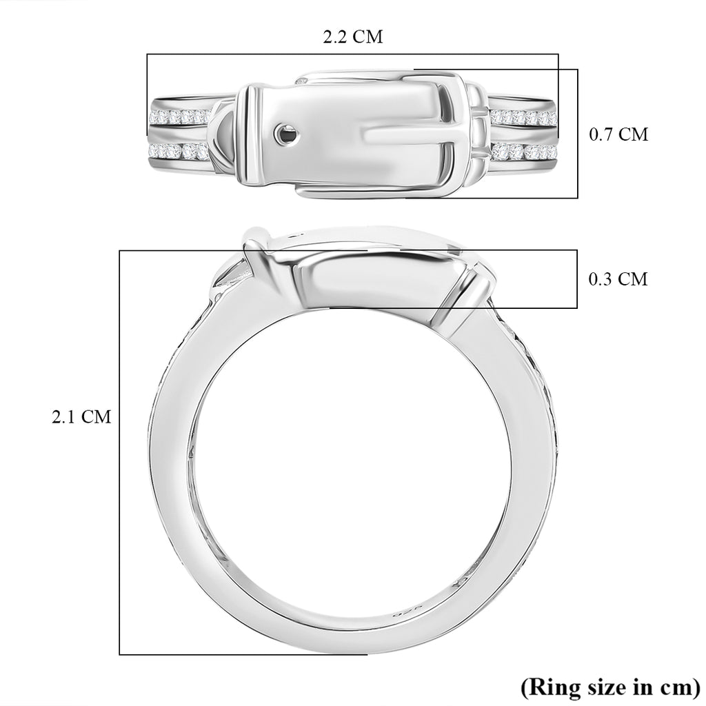 Moissanite Buckle Ring in Rhodium Overlay Sterling Silver_8058216_5