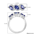 Premium Tanzanite & White Zircon Trilogy Halo Ring in Rhodium Overlay Sterling Silver 2.00 Ct._8058885_5