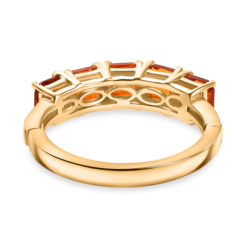 Natural Crimson Fire Opal Classic Grace 5 Stone Band Ring in 18K Vermeil Yellow Gold Plated Sterling Silver 1.13 Ct._8059117_5