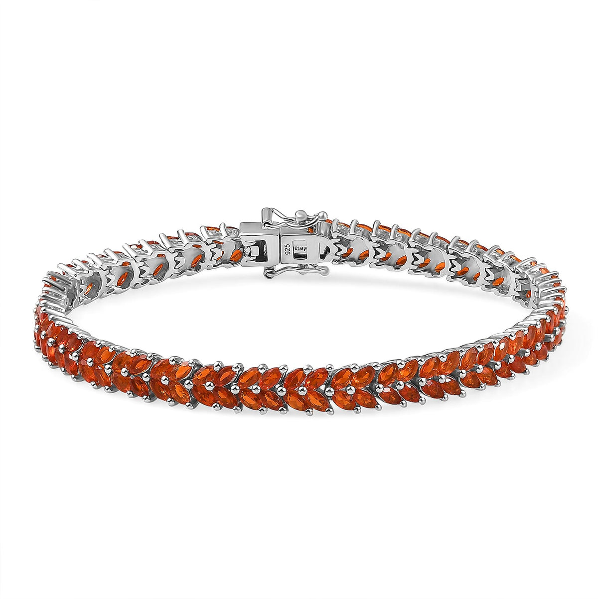 Natural  Fire Opal Bracelet (Size - 7.5) with GB Lock Box in Rhodium Overlay Sterling Silver 4.86 Ct, Silver Wt. 16.20 Gms. 8059559 0