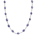 Tanzanite Station Necklace (Size - 24) in Rhodium Overlay Sterling Silver 42.00 Ct._8060099