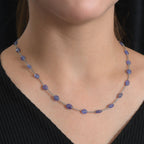 Tanzanite Station Necklace (Size - 24) in Rhodium Overlay Sterling Silver 42.00 Ct._8060099_1