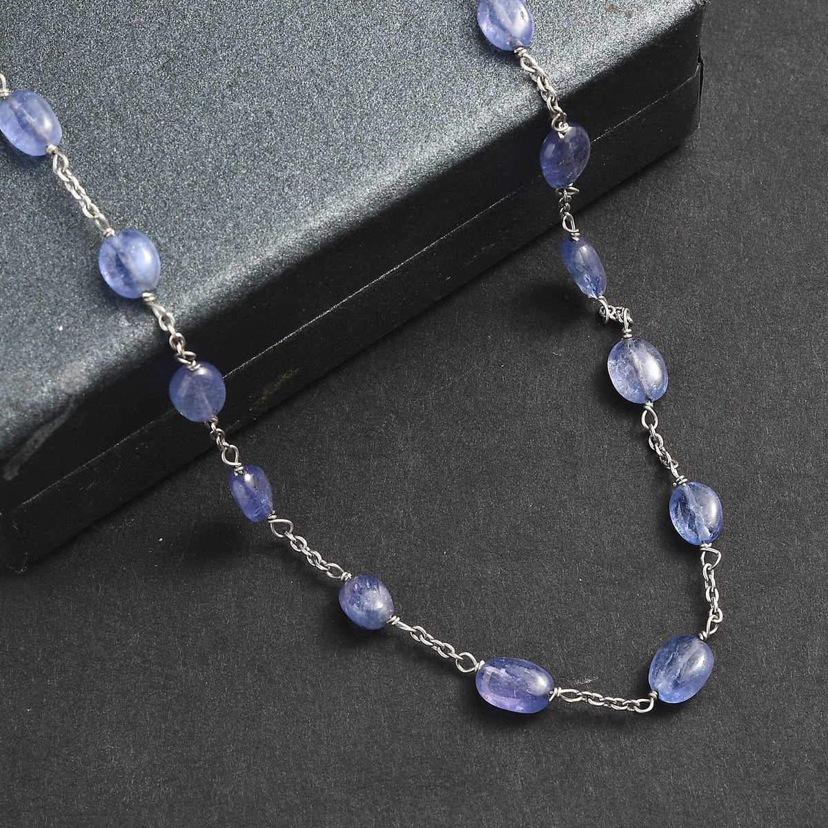 42 Ct. Premium Tanzanite Necklace in Rhodium Overlay Sterling Silver 24 Inch V32531586 3