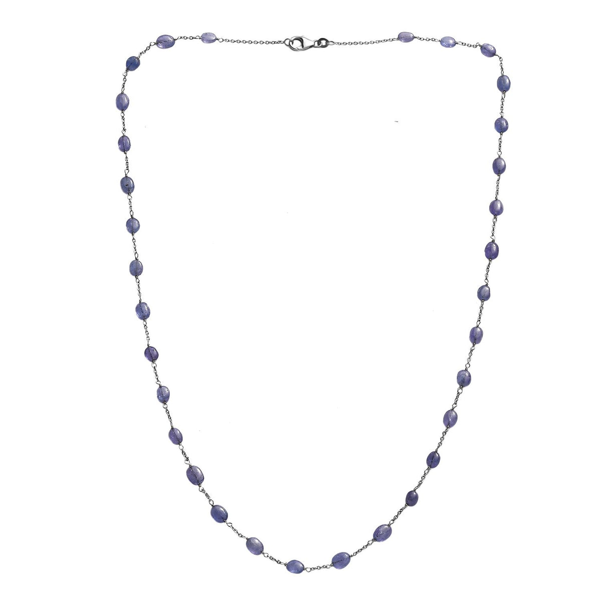 42 Ct. Premium Tanzanite Necklace in Rhodium Overlay Sterling Silver 24 Inch V32531586 4