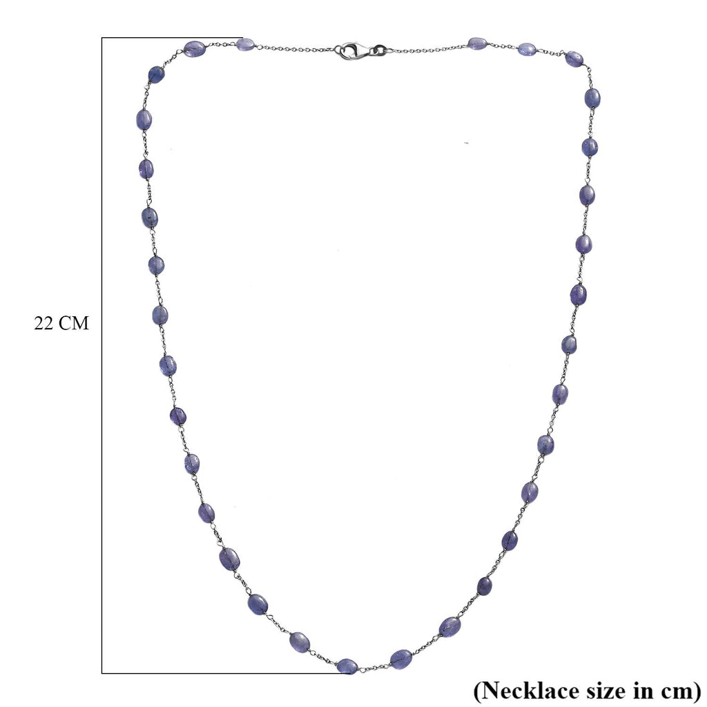 Tanzanite Station Necklace (Size - 24) in Rhodium Overlay Sterling Silver 42.00 Ct._8060099_5