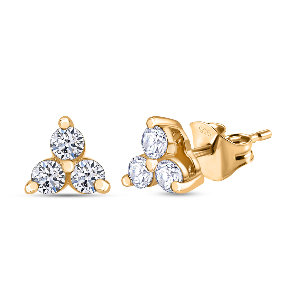 LUXURIANT Lab Grown Diamond (SI G/H) Earring with Push Back in 18K Vermeil Yellow Gold Plated Sterling Silver 0.52 Ct. 8060327 0