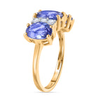 Luxuriant 14K Yellow Gold AAA Tanzanite & Lab Grown Diamond (SI/GH) Trilogy Ring 3.97 Ct._8060329_3