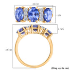 Luxuriant 14K Yellow Gold AAA Tanzanite & Lab Grown Diamond (SI/GH) Trilogy Ring 3.97 Ct._8060329_5