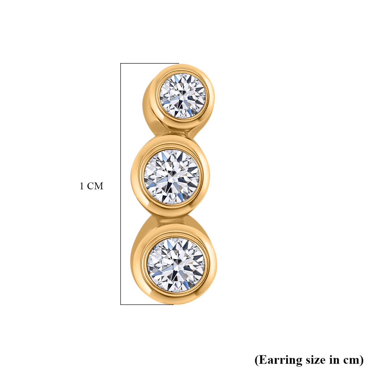LUXURIANT Lab Grown Diamond Stud Trilogy Earring in 18K Yellow Gold Vermeil Sterling Silver (SI/G-H) 8060339 5