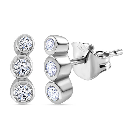 Luxuriant - Lab Grown Diamond (SI/G-H) Trilogy Push Post Earring in 18K Vermeil Yellow Gold Plated Sterling Silver 0.26 Ct.