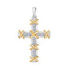 Luxuriant Diamond Lab Grown Diamond (SI-GH) Cross Pendant in 18K Vermeil Yellow Gold Plated & Rhodium Overlay Sterling Silver._8060342