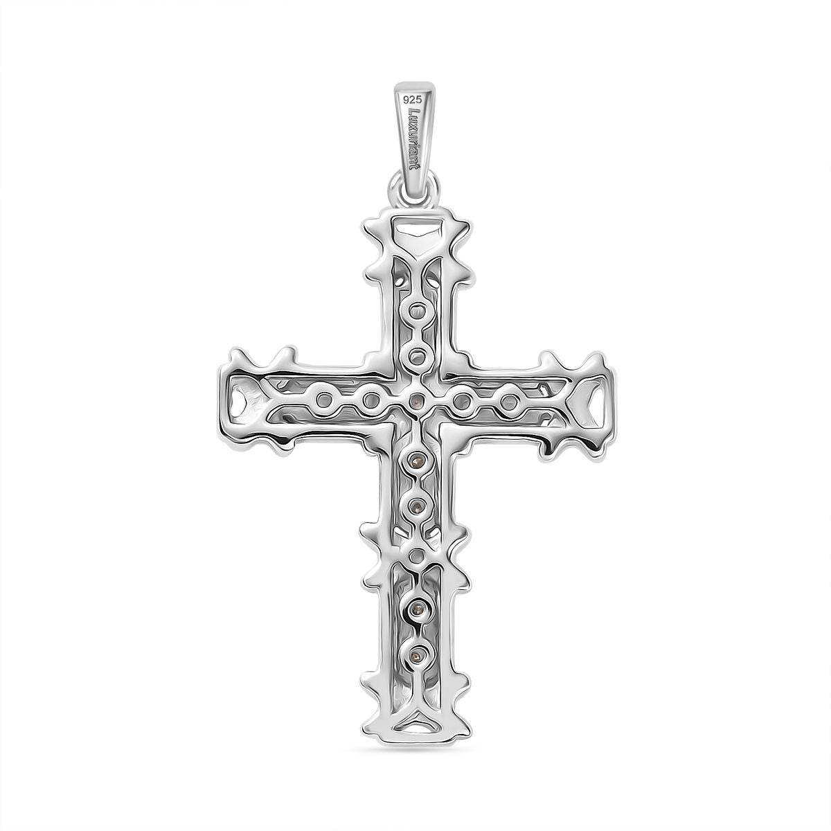 LUXURIANT Lab Grown Diamond (SI GH) Cross Pendant in 18K Vermeil Yellow Gold Plated and Rhodium Overlay Sterling Silver. 8060342 5