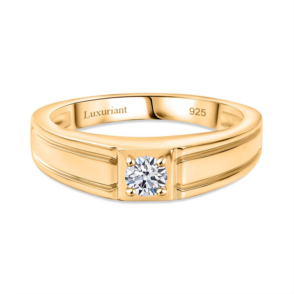 Luxuriant Diamond Lab Grown Diamond (SI-G/H) Signet Ring in 18K Vermeil Yellow Gold Plated Sterling Silver_8060933