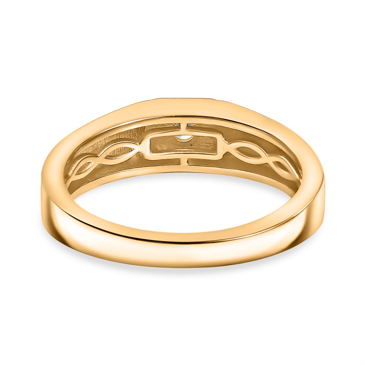 LUXURIANT Lab Grown Diamond Men's Signet Solitaire Ring in 18K Vermeil Yellow Gold Plated Sterling Silver (SI G/H) 8060933 5