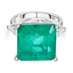 Emeraldine Triplet Quartz & White Zircon Ring in Rhodium Overlay Sterling Silver 18.20 Ct._8061176