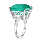 Emeraldine Triplet Quartz & White Zircon Ring in Rhodium Overlay Sterling Silver 18.20 Ct._8061176_3
