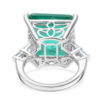 Emeraldine Triplet Quartz & White Zircon Ring in Rhodium Overlay Sterling Silver 18.20 Ct._8061176_4