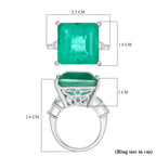 Emeraldine Triplet Quartz & White Zircon Ring in Rhodium Overlay Sterling Silver 18.20 Ct._8061176_5