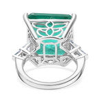 Emeraldine Triplet Quartz & White Zircon Ring in Rhodium Overlay Sterling Silver 18.20 Ct._8061177_4