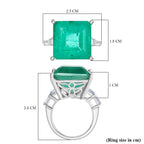 Emeraldine Triplet Quartz & White Zircon Ring in Rhodium Overlay Sterling Silver 18.20 Ct._8061177_5
